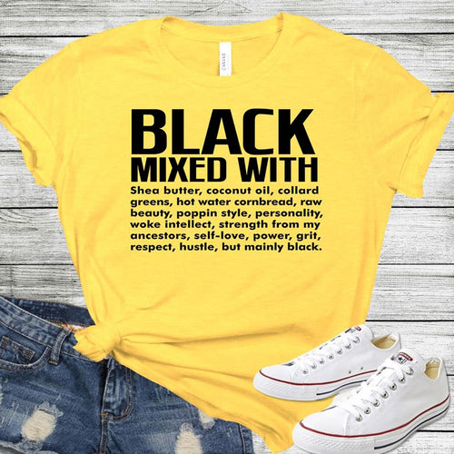 Black Mixed w/ Black Printed T- Shirt